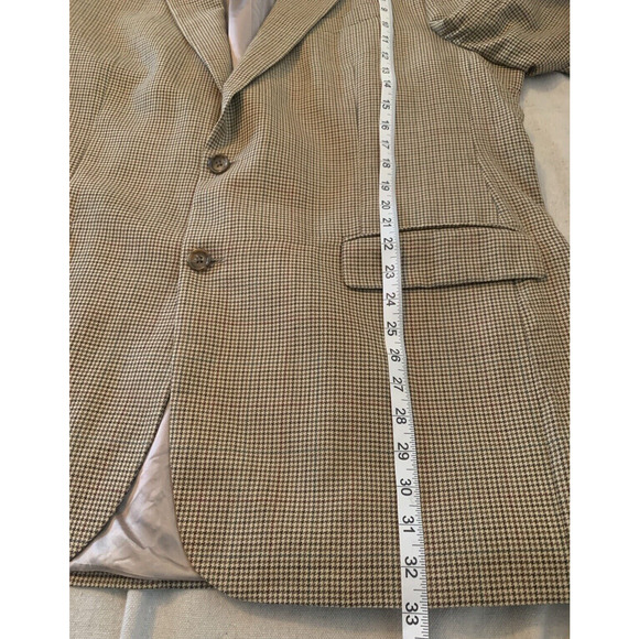 Lauren Ralph Lauren Blazer Mens 46L Silk/Wool Sport Coat Beige Plaid Suit Jacket - Picture 15 of 16